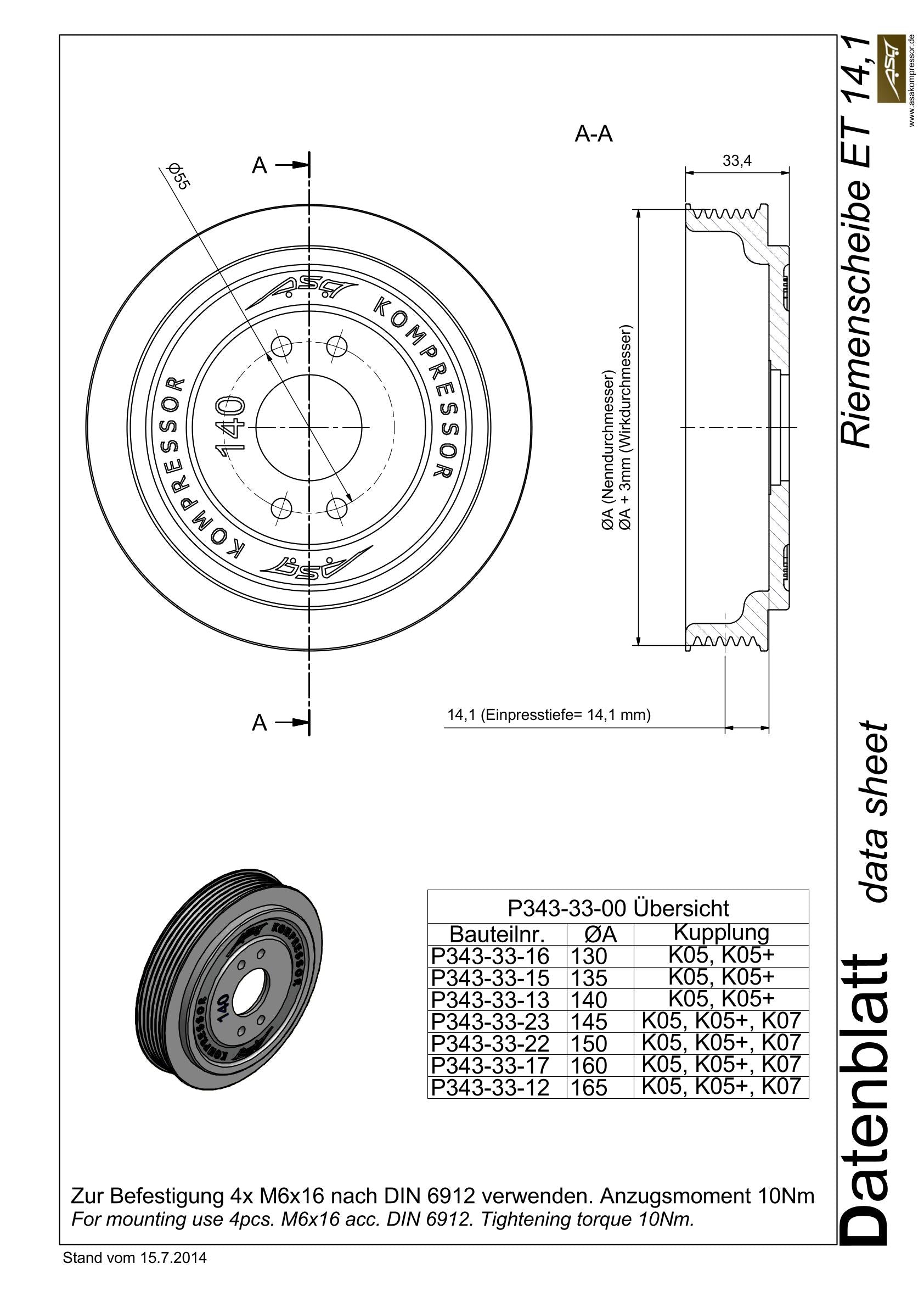 Pulley ET 14.1 mm