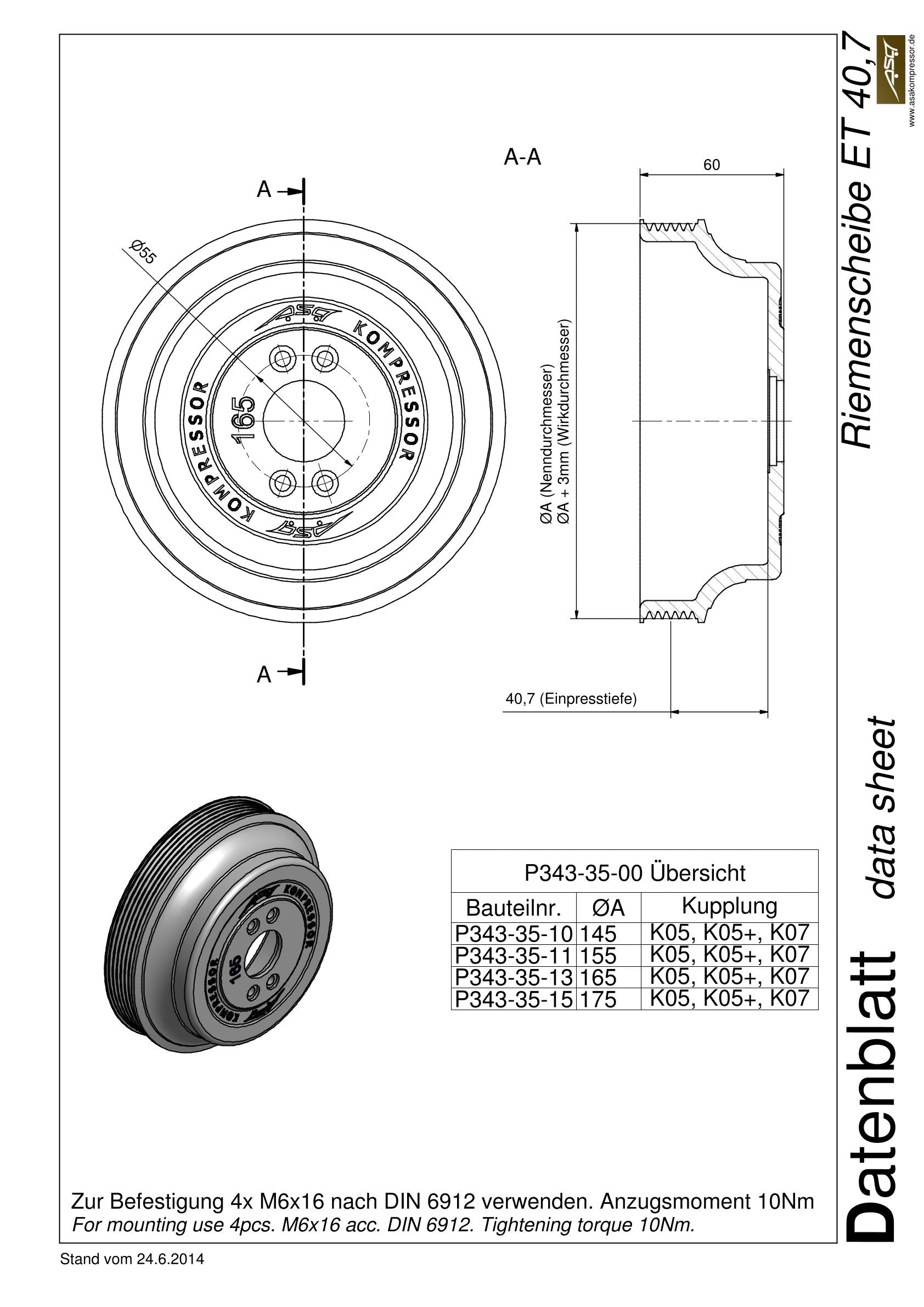 Pulley ET 40.7 mm