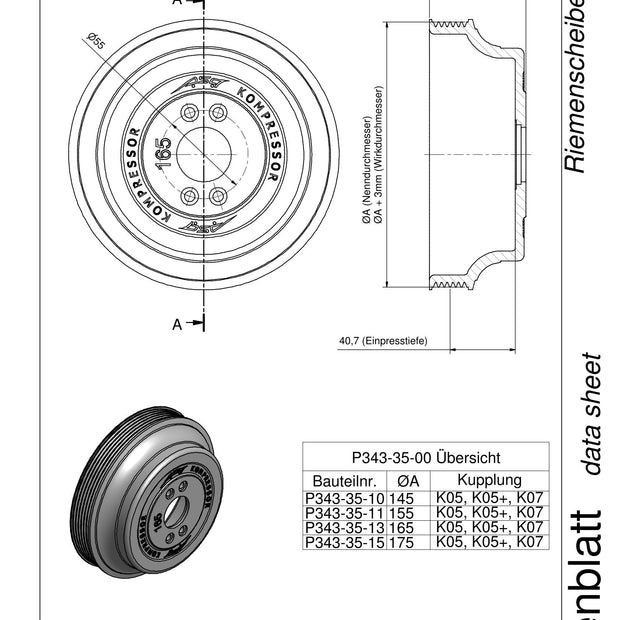 Pulley ET 40.7 mm